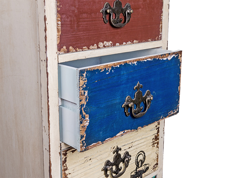 wooden chest with drawers in different colors